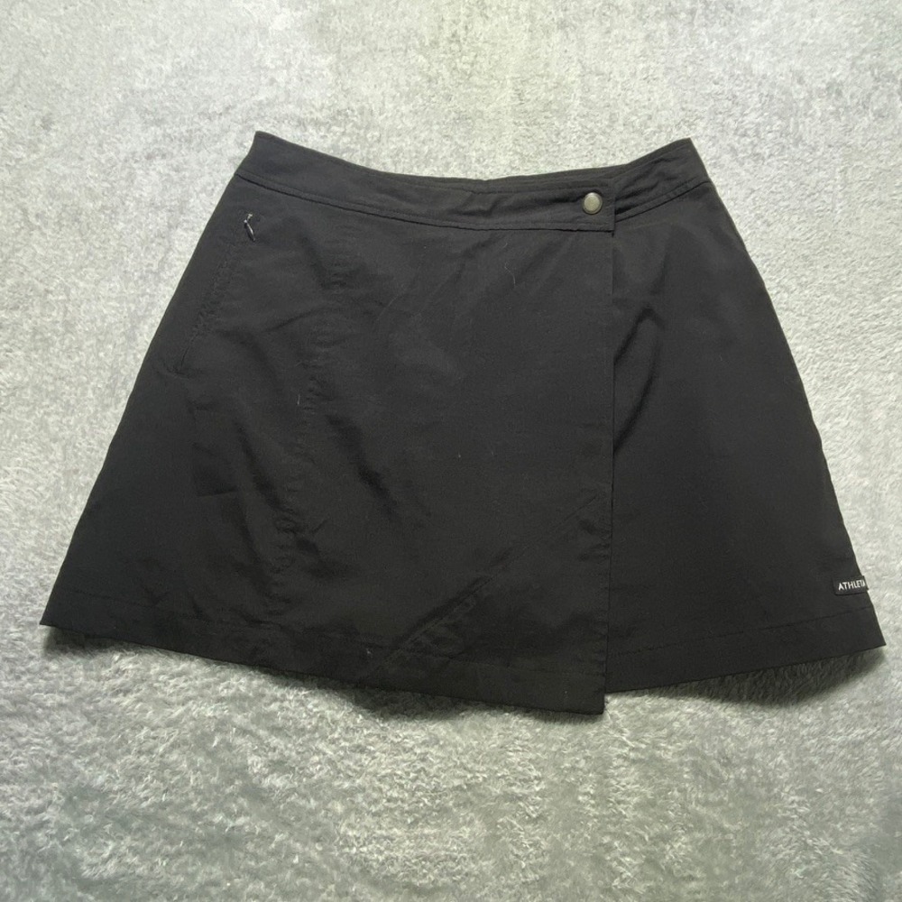 Athleta Womens 8 Skort Wrap Active Hiking Black Nylon Spandex Athletic Skirt